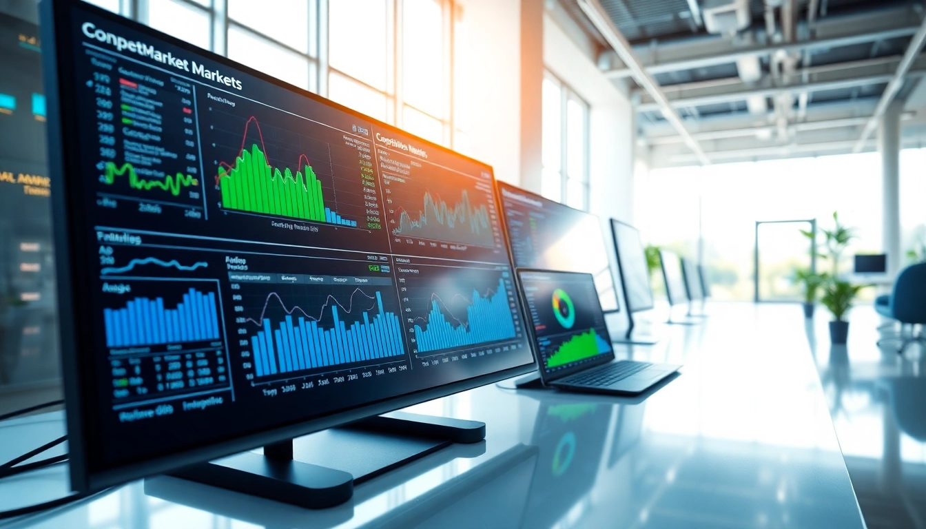 AI for competitive intelligence tools showcasing data analysis insights in a modern workspace.