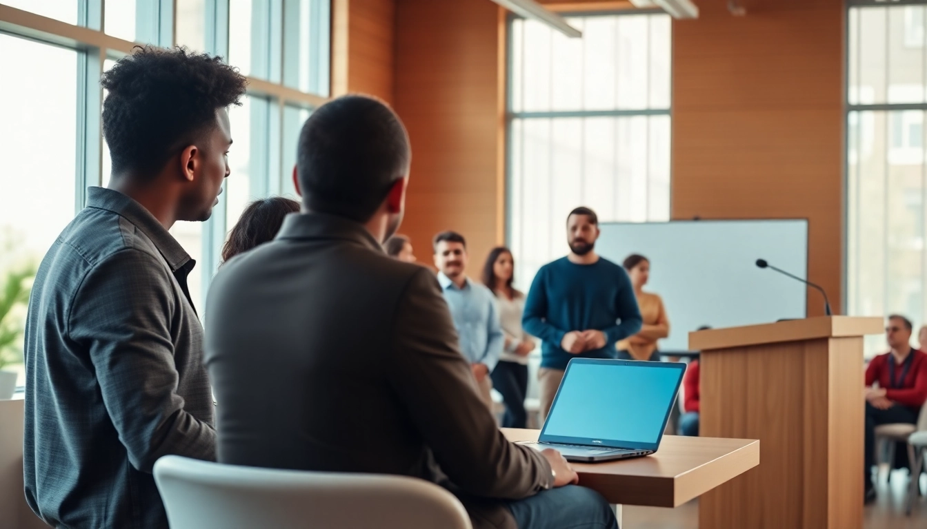 Engaging scene portraying founder leadership insights during a dynamic seminar.