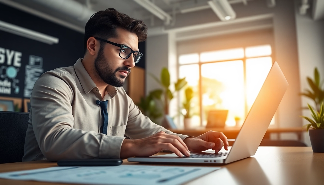 Cyberdan cybersecurity expert analyzing data in a modern office for enhanced security.
