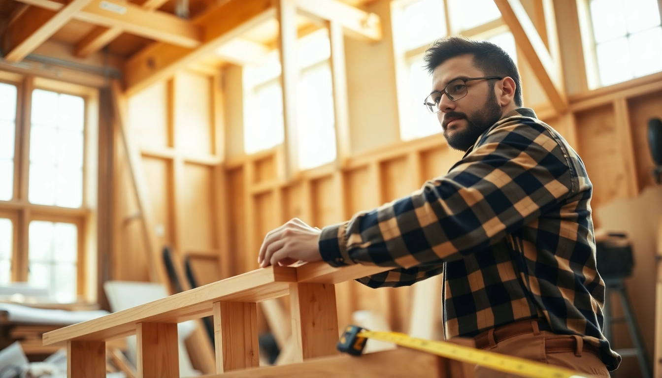 Engaged in carpentry apprenticeship, a carpenter skillfully crafts a wooden structure.