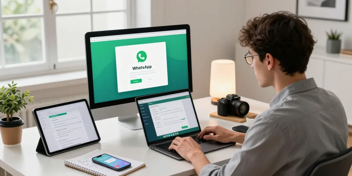 WhatsApp下載 showcased on a laptop in a modern tech workspace, highlighting innovation and productivity.