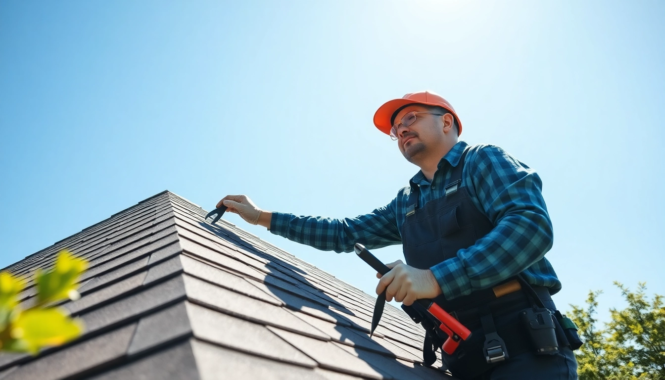 Roof repair expert assessing home for necessary repairs and maintenance.