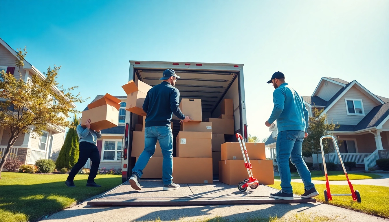 Movers from a professional moving company Canada efficiently loading a truck with boxes and furniture.