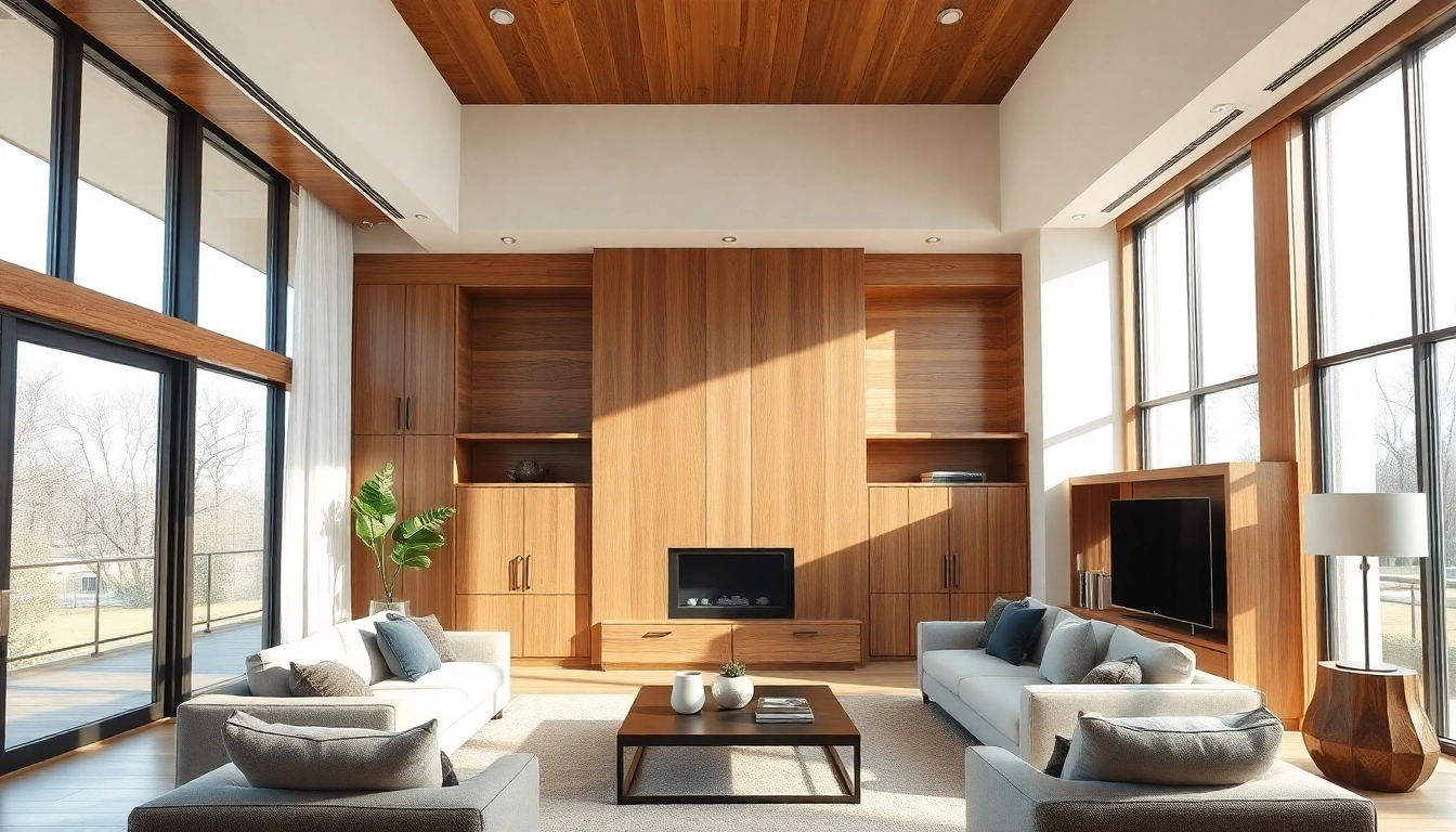 Explore exquisite interior architectural woodwork in a modern living room setting featuring elegant designs.