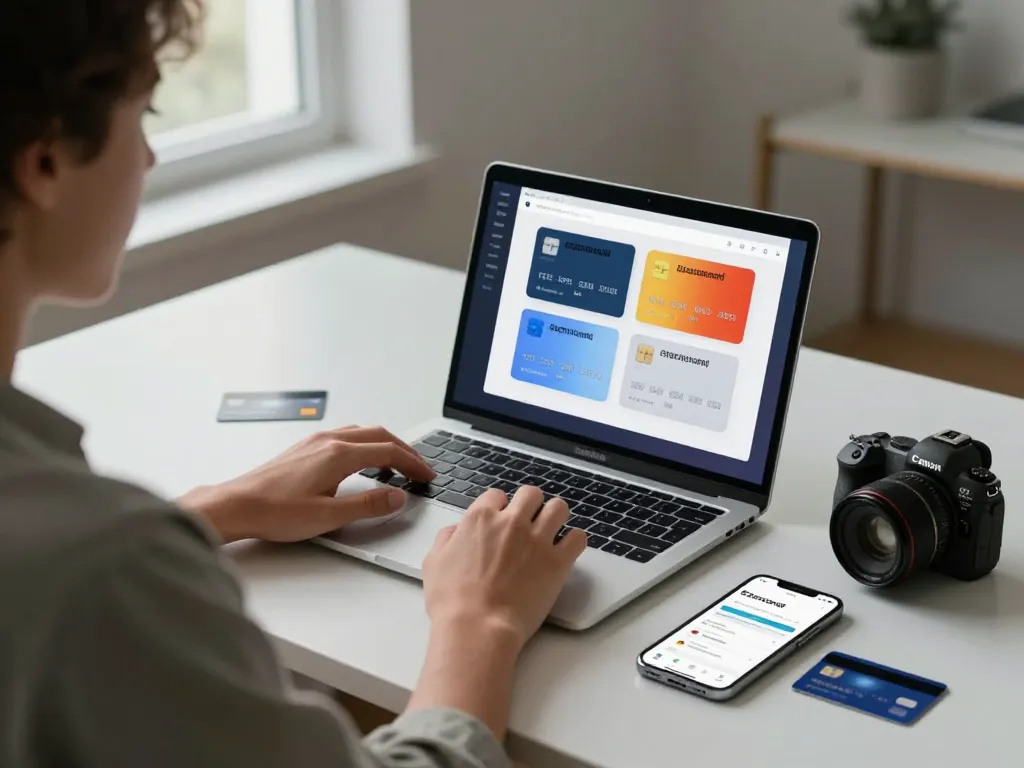 Ezzocards user managing virtual prepaid cards at a modern workspace.