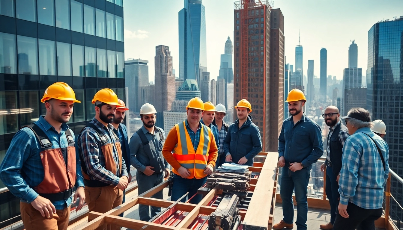 New York City Commercial General Contractor overseeing team collaboration on a construction project.