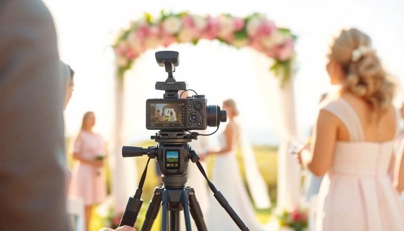 Capture of on-site videography at a lively wedding ceremony, highlighting joyful moments.