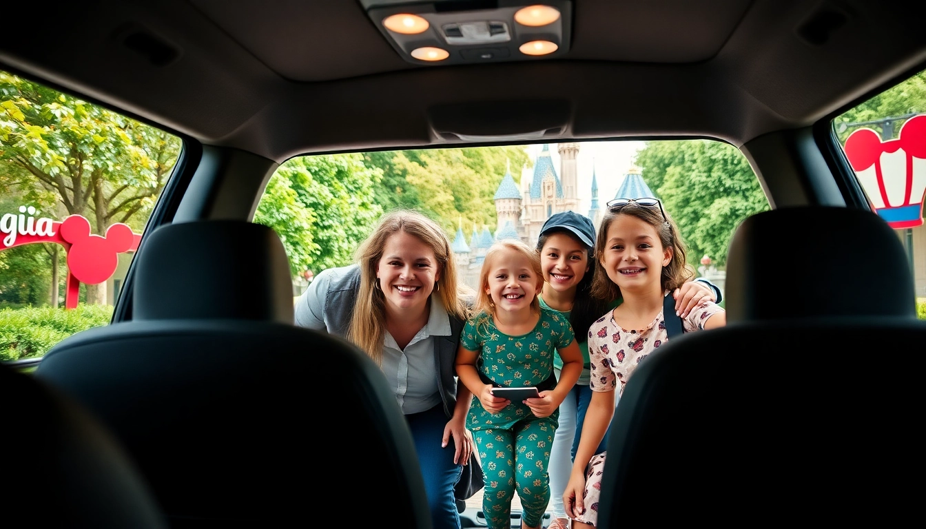 Families enjoying Disneyland Paris airport transfer services to embark on a magical adventure.
