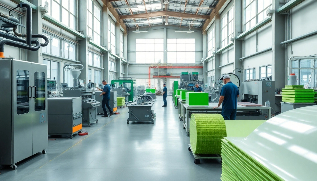 GRP Manufacturer showcasing advanced machinery in a vibrant manufacturing facility.