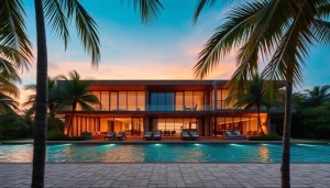 Villa property management services showcasing a luxurious Phuket villa with beachfront views and sunset lighting.