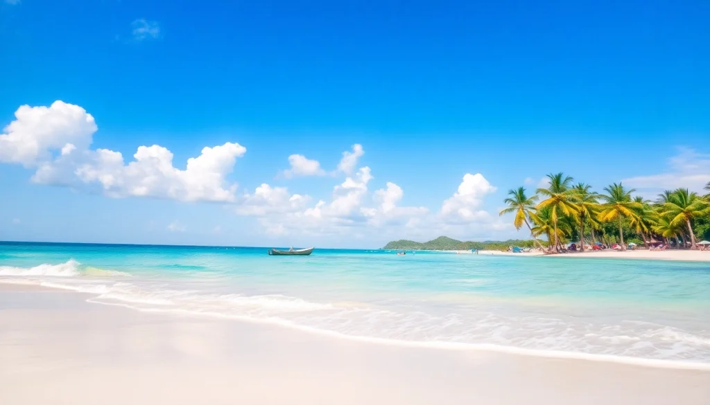 Clima em Paripueira - Cena de praia ensolarada com águas claras e palmeiras