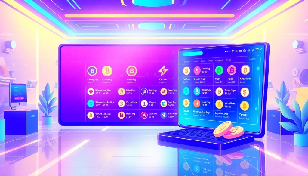 Discover trending coins listing with an engaging digital marketplace showcasing popular cryptocurrencies.