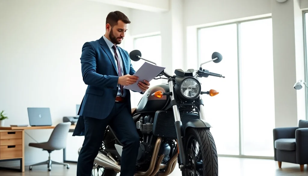 Wir kaufen dein motorrad in einer modernen Büroumgebung zur Verkaufsabwicklung.