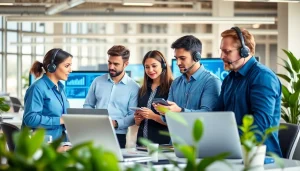 Enhance IT Support for Businesses with expert technicians collaborating in a modern office.