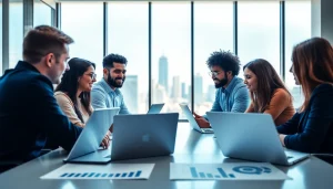 Engaged team strategizing for 79king in a dynamic office setting.