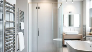 Entdecken Sie die modernen Badezimmerlösungen von sonni sanitär mit eleganten Duschkabinen und Heizkörpern.