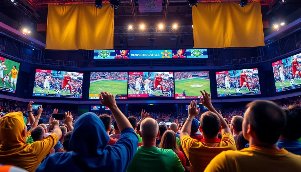 스포츠중계가 이루어지는 생생한 팬 응원 현장 모습