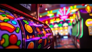 Nikmati Unogg slot game dengan mesin slot berwarna cerah dan suasana kasino yang meriah.