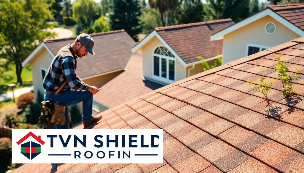 Twin Shield Roofing contractor installing high-quality shingles on a home roof.