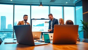 Engaging digital marketing meeting at https://rr88rd.com/ featuring a diverse team analyzing data.