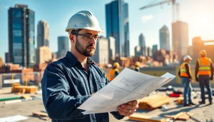 New York General Contractor supervising a busy construction site in NYC.