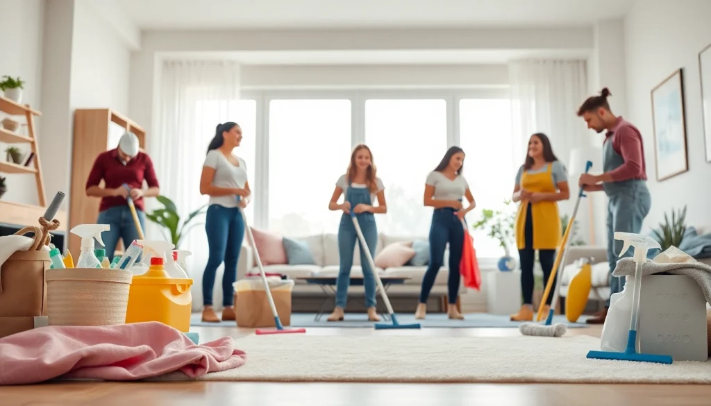 Cleaning Service professionals organizing a modern home, showcasing their efficiency and care.