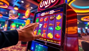 Permainan slot Unogg slot game yang interaktif dengan suasana kasino yang meriah.
