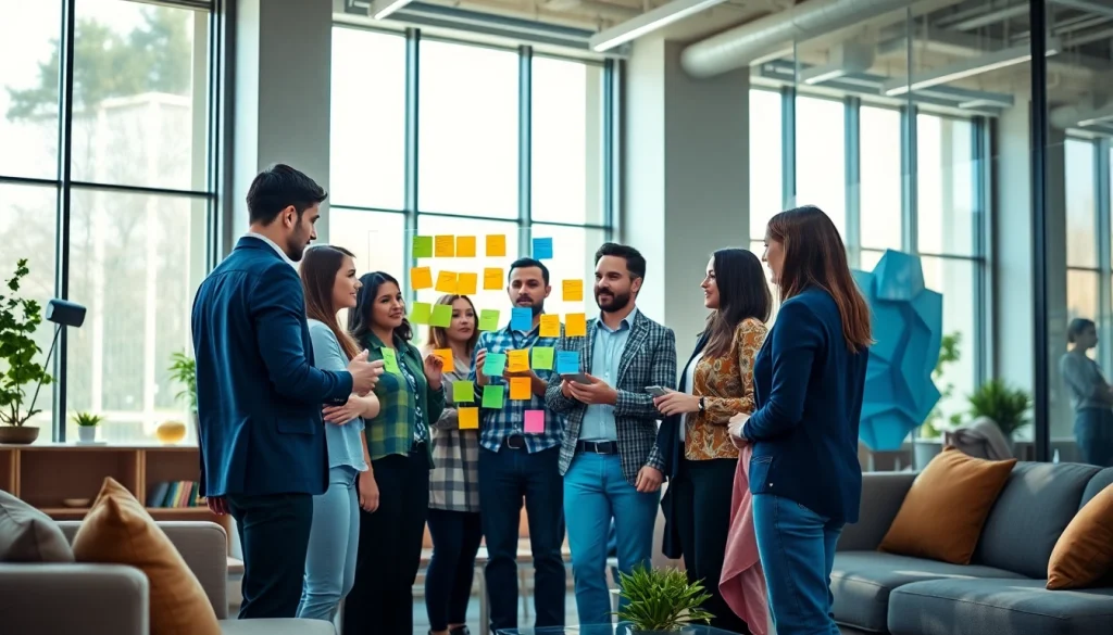 Team discussing strategies for effective smm panel solutions in a vibrant office.