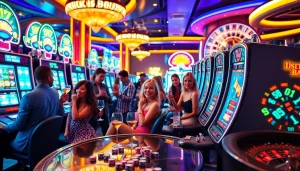 Experience the thrill of slot bet kecil in a lively casino atmosphere filled with colorful slot machines.