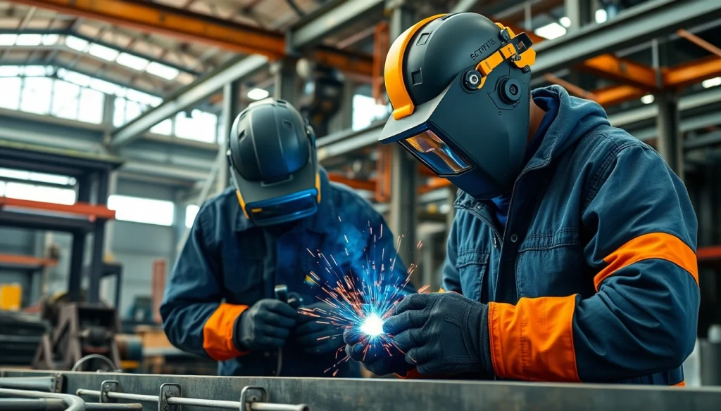 Skilled steel fabricators near me working on intricate welding projects in a professional workshop.