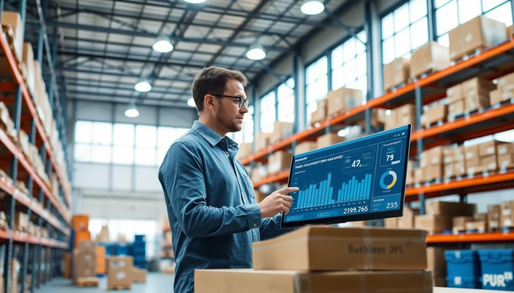 Optimize logistics with a logistics manager overseeing 3PL operations in a high-tech warehouse.