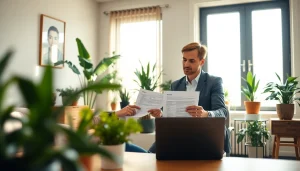 Insurance advisor discussing Property Insurance Claims details in a modern office setting.