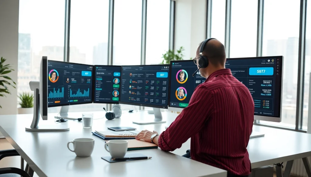 Display of an auto dialer interface in a modern office, showcasing productivity and connectivity.