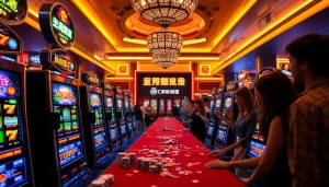 Play and win in the 슬롯커뮤니티 at an exciting casino with vibrant slot machines.
