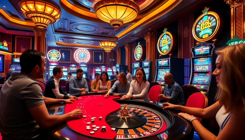 Winning at 123b casino with vibrant poker and roulette games in an exciting atmosphere.