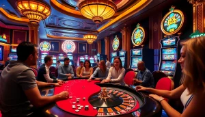 Winning at 123b casino with vibrant poker and roulette games in an exciting atmosphere.