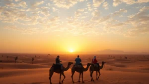 Marrakech camel ride and quad biking adventure in the stunning Agafay Desert at sunset.