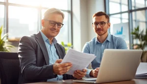 SMSF auditor consulting with a client in a professional office, ensuring compliance.