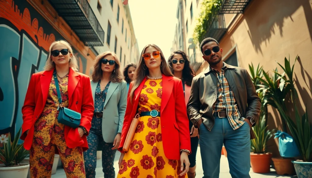 Fashion for strong minds illustrated through stylish urban individuals embracing their unique fashion styles in a vibrant setting.