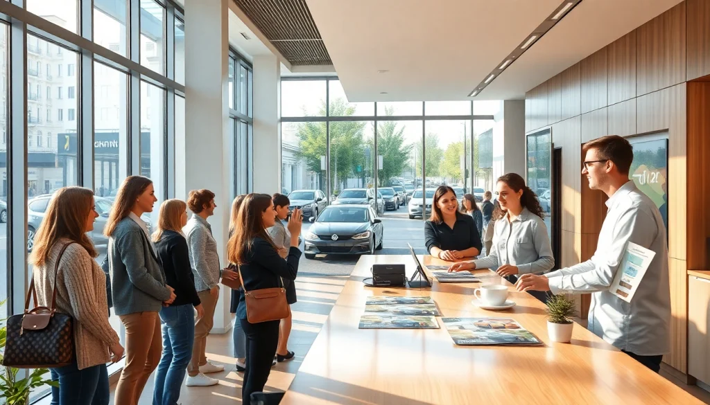 Chirie auto ieftin at a modern car rental service in Chișinău, showcasing friendly staff and welcoming ambiance.