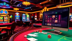Engaging players at https://topclub.site/ with exciting online casino gaming elements like cards, chips, and vibrant tables.