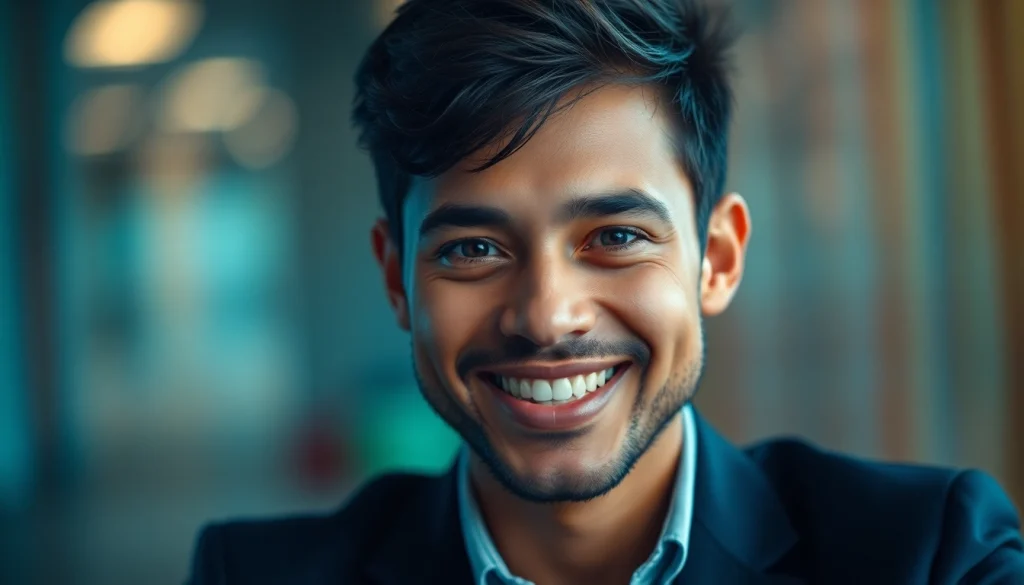 Dynamic whatsapp profile photo with a vibrant background and warm lighting.