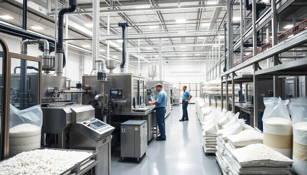 A produção na fábrica de adoçantes destaca a eficiência e qualidade de seus produtos.