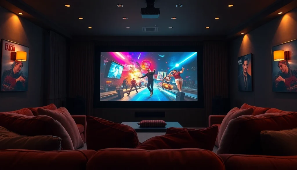 ดูหนังที่สบายใจในห้องนั่งเล่นพร้อมการตกแต่งที่อบอุ่น