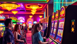 Engage with thrilling "winmy slot" machines in a vibrant casino atmosphere full of excitement.