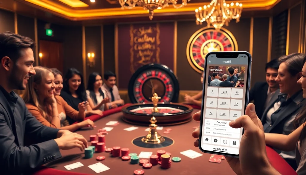 Gambling excitement at new66 casino with vibrant poker chips and players around the table.