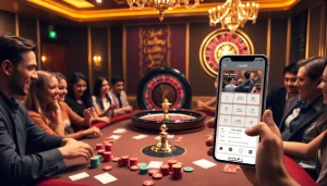 Gambling excitement at new66 casino with vibrant poker chips and players around the table.