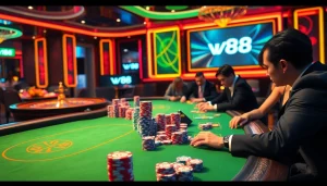 Engaged players immerse in a high-stakes game at a luxurious vn88 casino table.