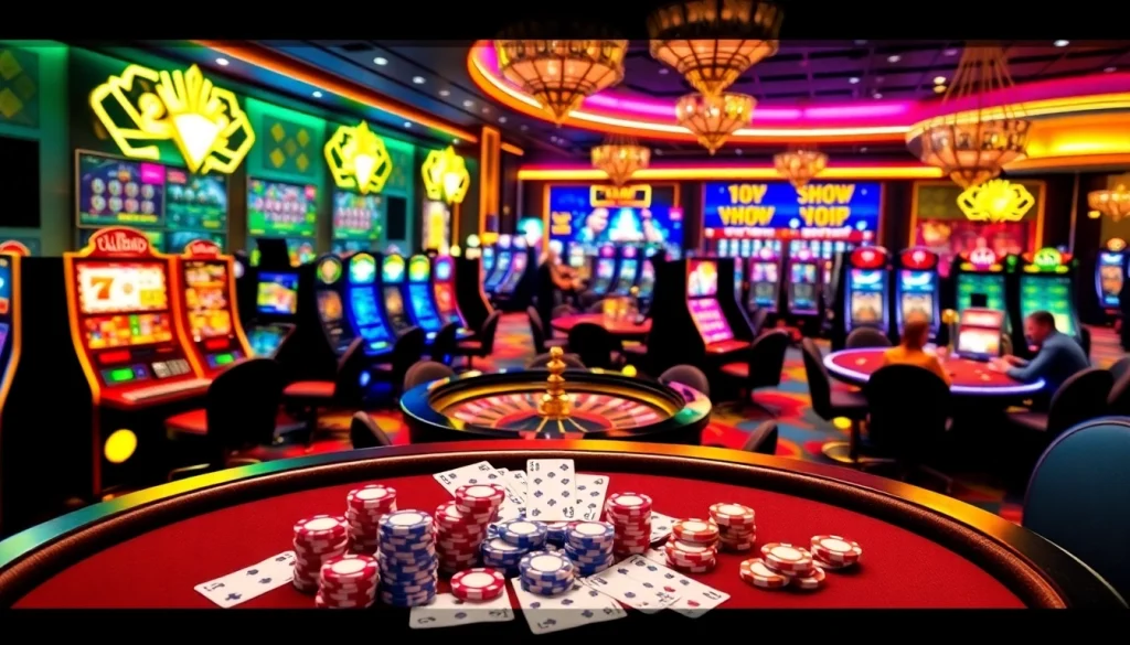 Experience the thrill of gaming at vuabai9 with vibrant poker chips and slots.