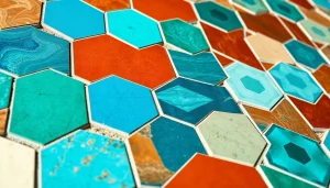 Carreaux zellige colorés présentant des motifs et textures complexes dans un intérieur élégant.